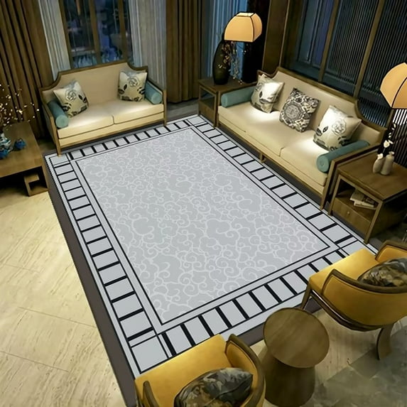 Chinese Geometric Large Area Mat Print Retro Living Room Carpet Washable Flannel Rugs for Bedroom Ca