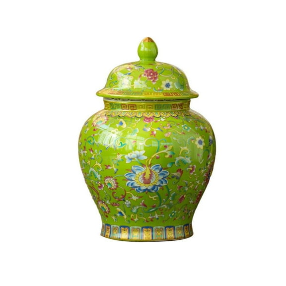 Chinese Ginger Jar with Lid,Traditional Chinese Porcelain Ceramic Ginger Vase & Tea Storage Jar with Lid,Multi Purpose Storage Vase for Flower Display and Home Decor