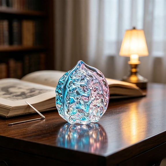 Chinese Glass Walnuts Ornaments, Mini Glass Walnut Massage Balls, Colorful Gradient Crystal Walnut Pattern, for Fathers Elders Collectors