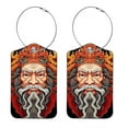 thumbnail image 1 of Chinese God of Wealth Square PU Leather Luggage Tags - 2 Pack with Privacy Cover and Stainless Steel Ring - Suitable for Travel, Backpack, Handbag - Suitcase Tags, Travel Tag, 1 of 7