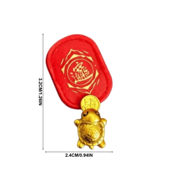 Chinese Golden Turtle Wealth Ornament with Blessing Card, Mini Feng Shui Tortoise Pocket Decor for Wallet Purse Car Desk, Traditional Chinese Good Luck Gift for Birthday Holiday Business