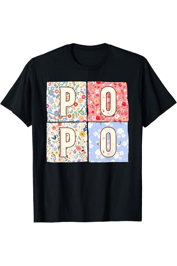 Chinese Grandma Popo Mother'S Day Boho Floral Flower T-Shirt Size S-5XL