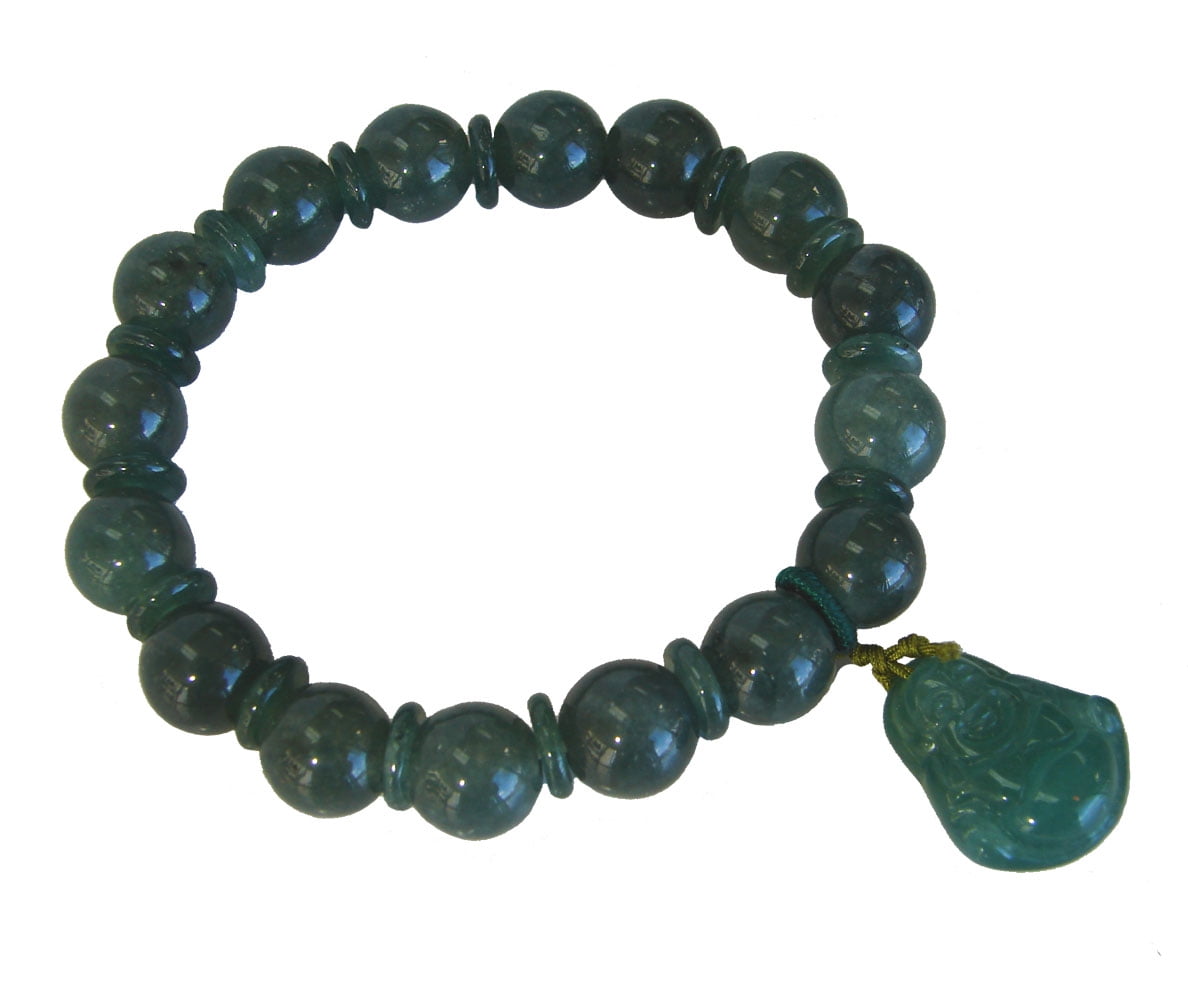 Chinese Green Jade Bracelets w/ Kuan Yin Pendant