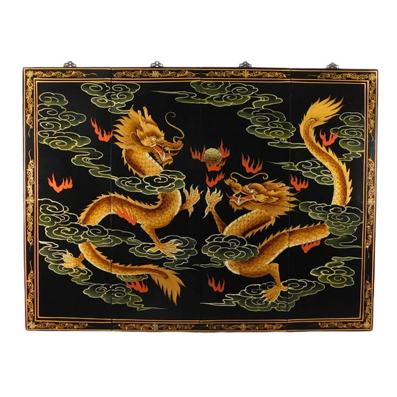 Chinese Happy Dragon Oriental Wall Panels (56" W x 40" H; 4 panels each 14" W) - Oriental Furniture Warehouse