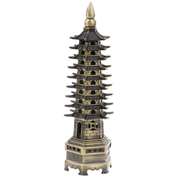 Chinese History Pagoda Metal Building Model Statue Home Decor