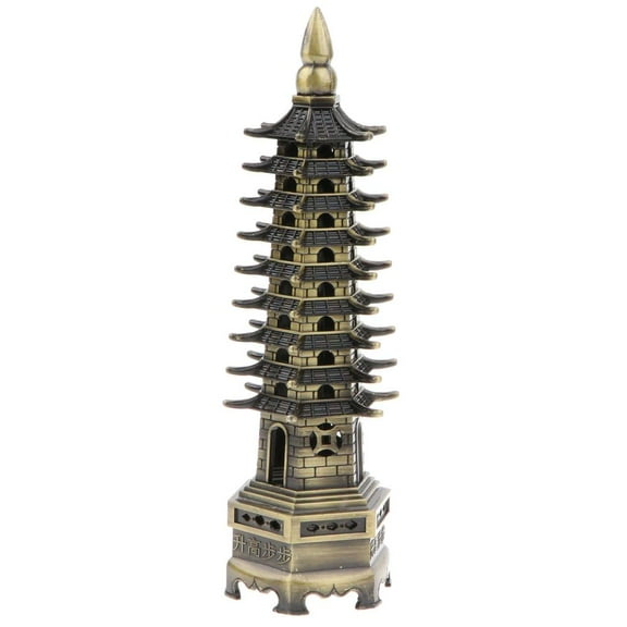 Chinese History Pagoda Metal Building Model Statue Home Decor