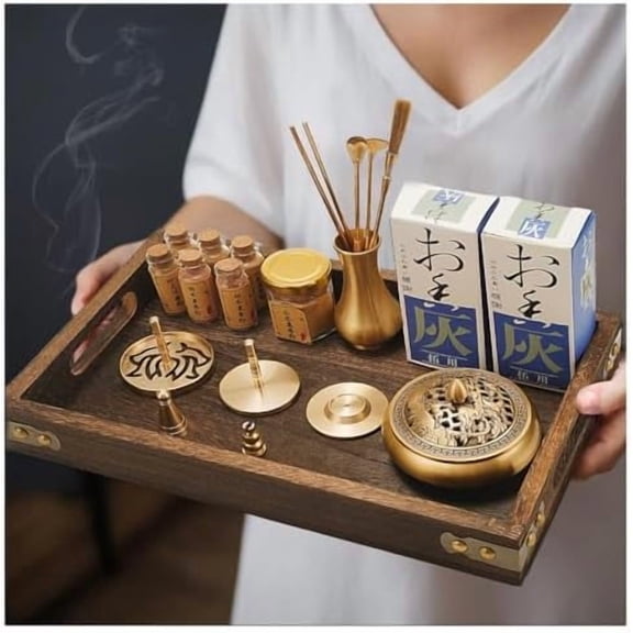 Chinese Incense Burner Kit, Copper Making Set With Mold Tools, Home Fragrance Accessory, Powder Burner for Yoga Meditation Gift$$Home Decor, Kitchen, & Other