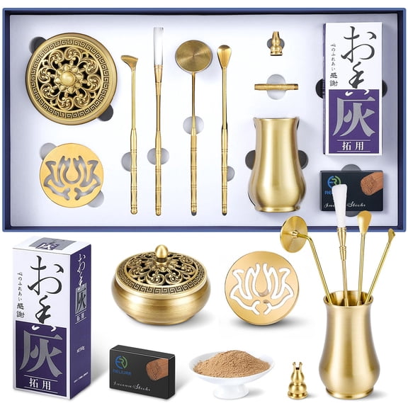 Chinese Incense Burner Kit with Incense Powder & Charcoal | All-in-One Agarwood/Sandalwood Set for Meditation, Yoga, Home | Premium Spiritual Relaxation Gift
