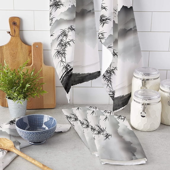 Chinese Ink Landscape Painting Bamboo Kitchen Towels Household Kitchen Tools Accessories Microfiber Wiping Towel Cleaning Cloth