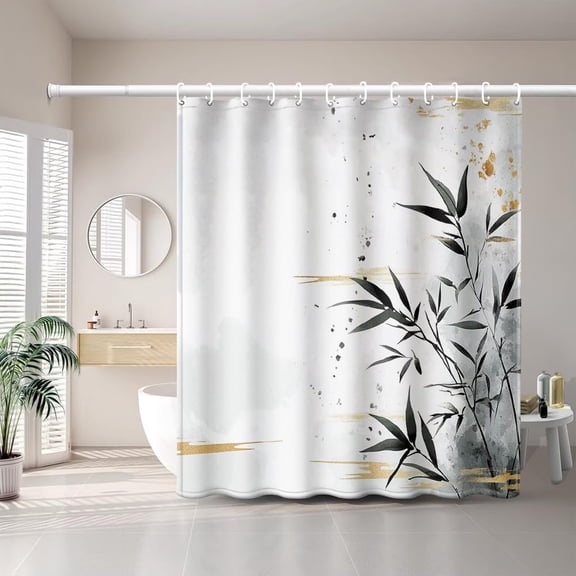 Chinese Ink Pattern Printed Shower Curtain, Modern Bathroom Decor with Plastic Hooks,Hotel Machine Washable Curtains-72"W x 72"L (Pack of 1)