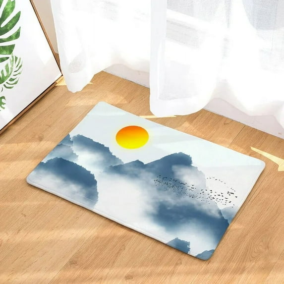 Chinese Ink Printed Kitchen Entrance Door Mat 40*60 cm Scenery Carpet Flannel Doormat Indoor Floor Mats Anti-Slip Rug