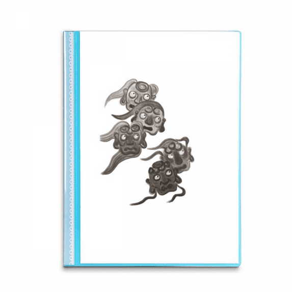 Chinese Ink Style Five Goblins Monster Book Sheet Protectors Portfolio Binder Folder