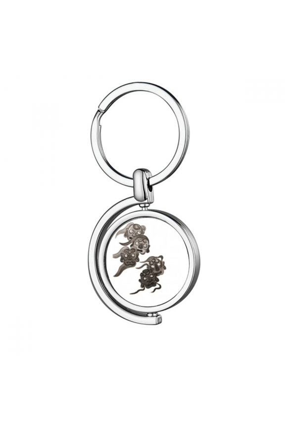 Chinese Ink Style Five Goblins Monster Rotating Keychain Metal Keyring Holder