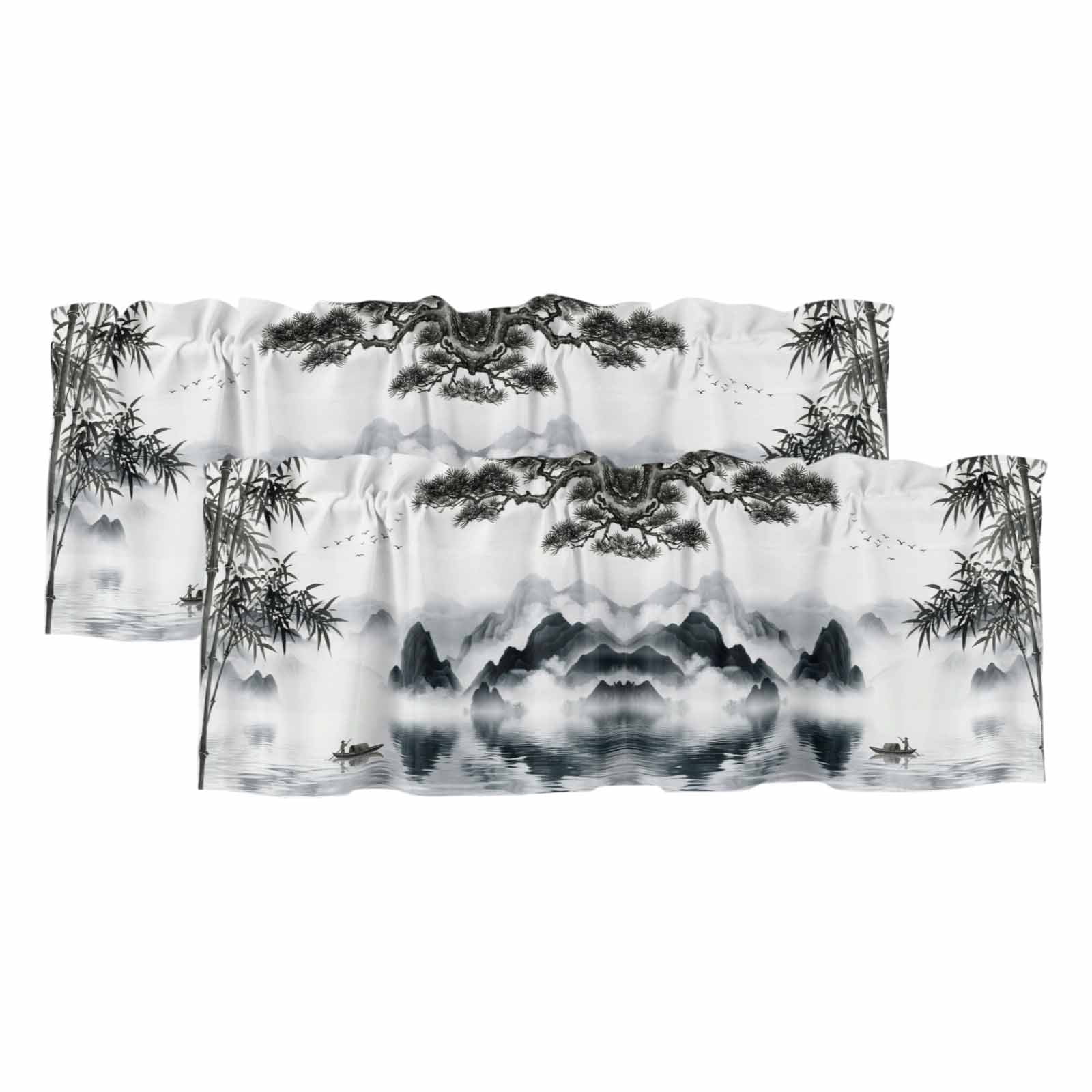 Chinese Pattern Valances Chinese Ink Valances for Windows, Decorative Rod Pocket Window Valance ...