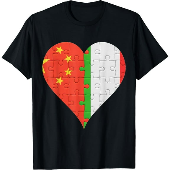 Chinese Italian Flag Heart T-Shirt