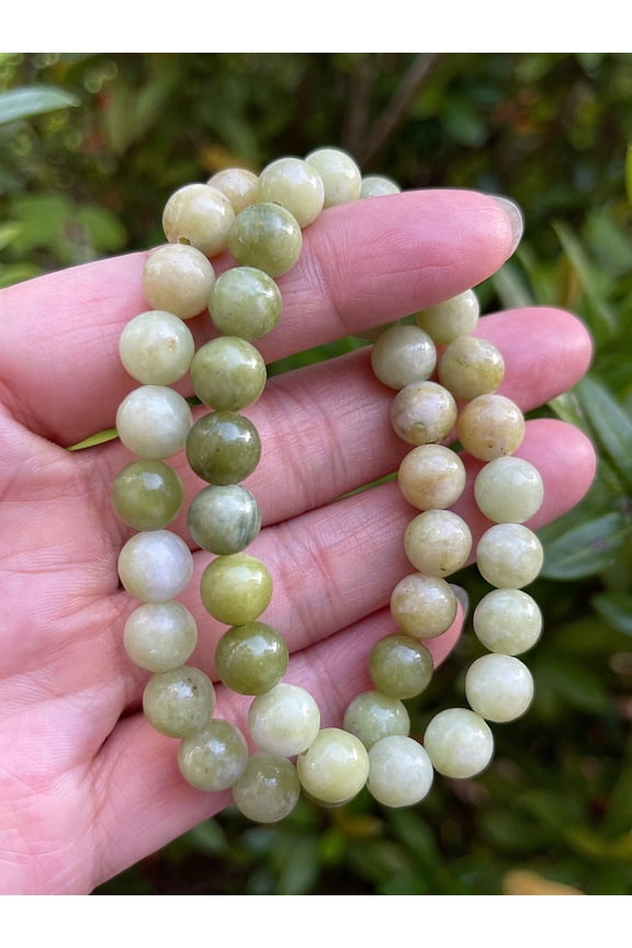 Chinese Jade Crystal Bead Bracelet 8mm, Wholesale Genuine Chinese Jade Stretch Gemstone Bracelet, Gift for Men & Women (2)