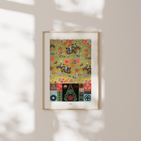 Chinese Japanese Pattern Albert Racinet Lornement Polychrome Botanical Wall Decor Unframed Paper Print