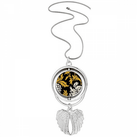 Chinese Japanese Style Asia Chrysanthemum Pendant Angel Wings Rotating Necklace Jewelry