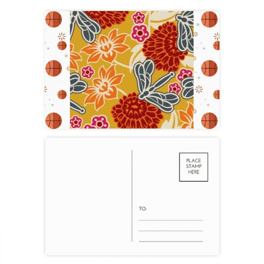 Chinese Japanese Style Asia Flowers Pattern Basketball Postcard Set Thanks Card Mailing Side 20pcs