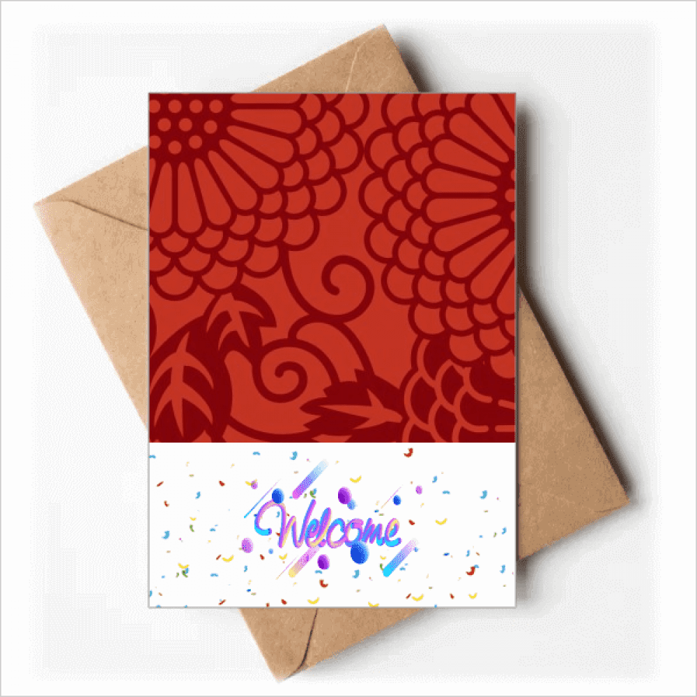 Chinese Japanese Style Asia Flowers Pattern Welcome Back Greeting Cards Envelopes Blank