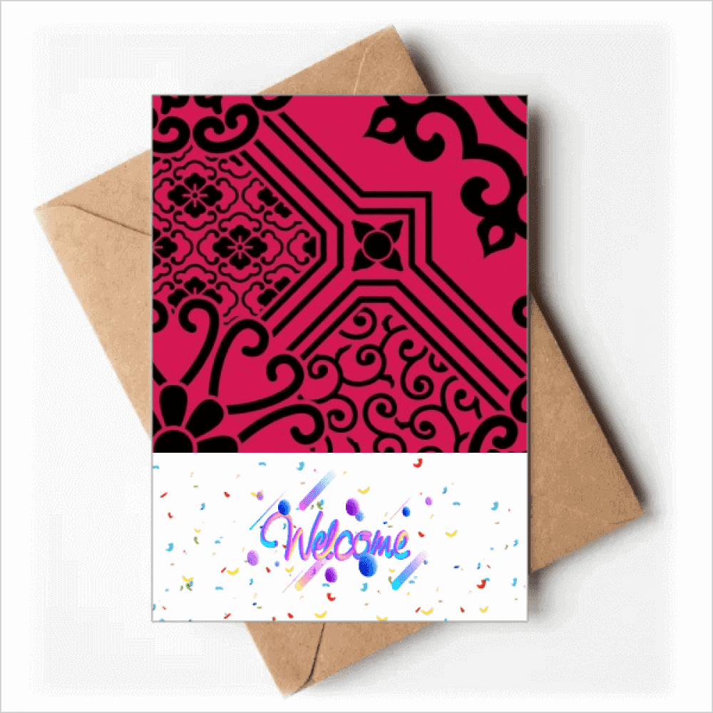 Chinese Japanese Style Asia Lines Bight Pattern Welcome Back Greeting Cards Envelopes Blank