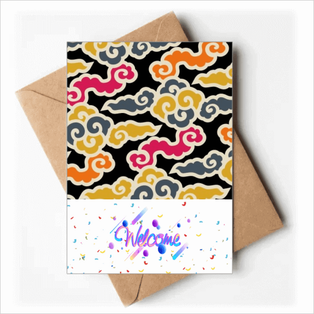 Chinese Japanese Style Auspicious Clouds Welcome Back Greeting Cards Envelopes Blank