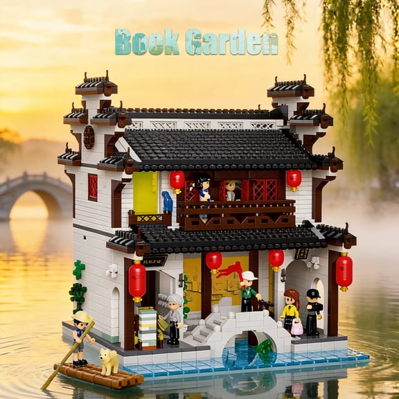 Chinese Jiangnan Water Town Modular Building Blocks, Over 3000 Pieces, Mini Figure Included, Chinese Ancient Architecture Collectible Model Gift for Kids Ages 6+ & Adults