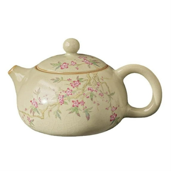 Chinese Kettle Ru Kiln Ceramic Open Teapot Peach Blossom Yellow Teapot Tea Ceremony Set Milk Oolong Tea Type