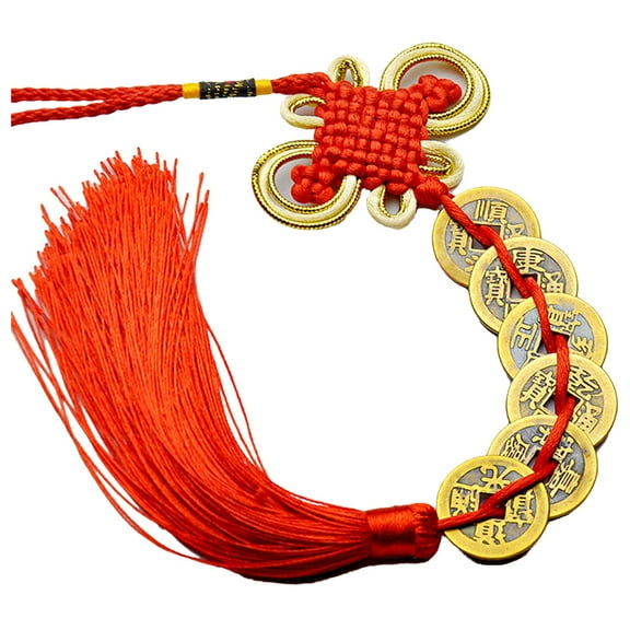 Chinese Knot Feng Shui Lucky Wealth 3/6/8/9/10 Coins For Home Car Hanging Tassel