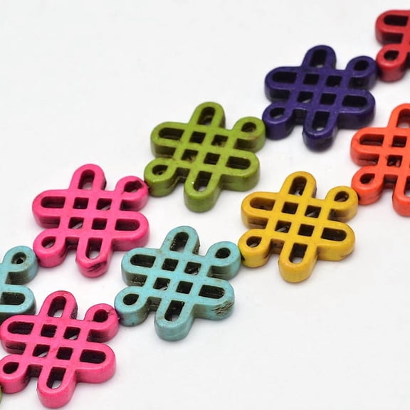 Chinese Knot Turquoise Bead Strands Dyed Mixed Color 15x20x4mm Hole: 1mm about 20pcs/strand 15.7 inch