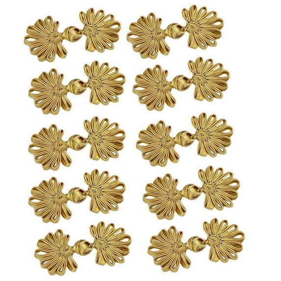 Chinese Knots Frog Closure Knot Cheongsam Handmade Sewing Fasteners Buttons, Gold - 15 Piece