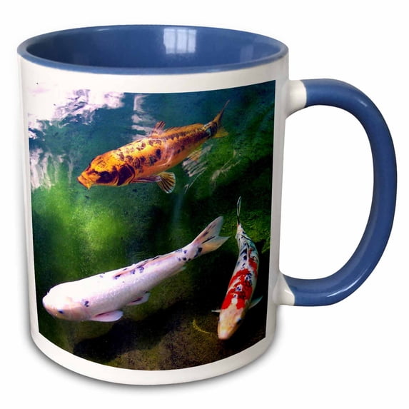 3drose, Chinese Koi Carp Fish, 11oz Two-tone Blue Mug