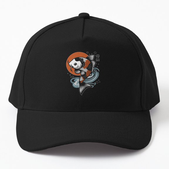 Chinese Koi Fish Baseball Hat, Japanese Character-Inspired Graphic Design, Classic Everyday Cap