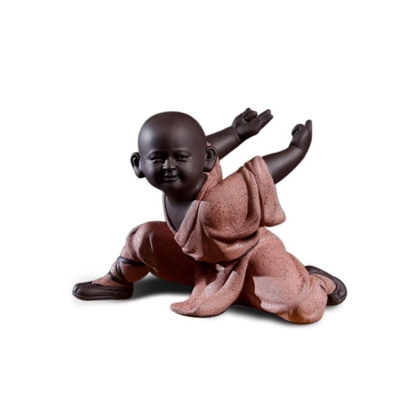 Chinese Kung Fu Shaolin Monk Figurines Crafts Ornaments Statues, Ceramic Kung Fu Martial Arts Sculpture for Home Decor Display Desktop (Blue)