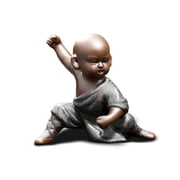 Chinese Kung Fu Shaolin Monk Figurines Crafts Ornaments Statues, Ceramic Kung Fu Martial Arts Sculpture for Home Decor Display Desktop Blue