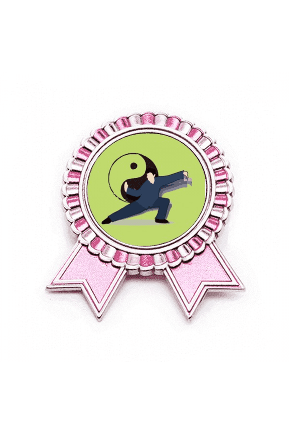 Chinese Kung Fu Tai Boxing Gossip Badge Brooch Pin Pink Winner Award Medal