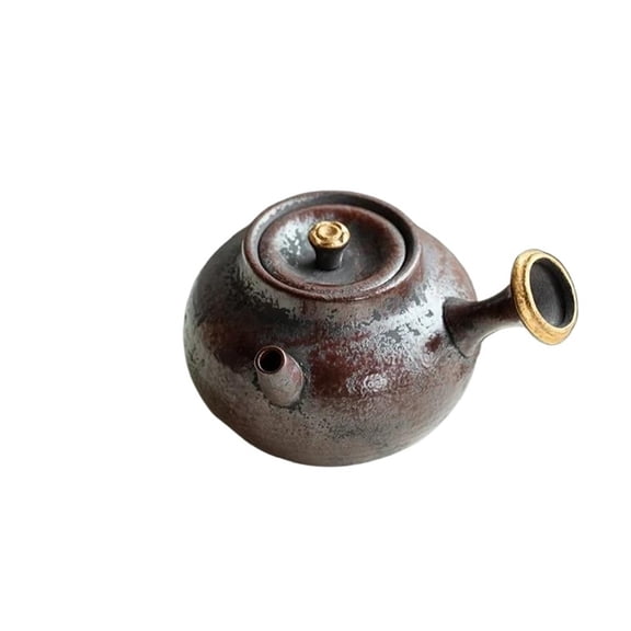 Chinese Kung Fu Tea Set Craft Retro Old Rock Mud Side Handle Tea Pot 70ml Handmade Red Gold Teapot Zen Pot Tea Soaking Kettle