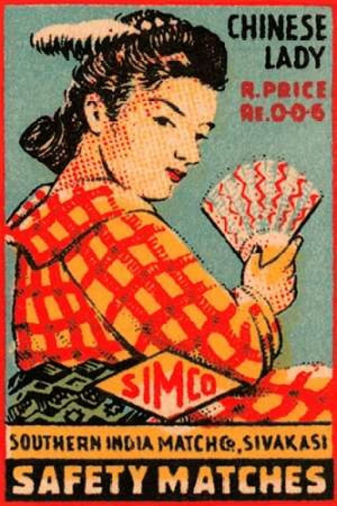 Chinese Lady Safety Matches Canvas Art - Unknown (24 x 36)
