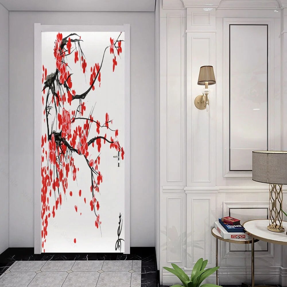 Chinese Landscape Painting Door Stickers Wallpaper Ink Painting Art ...