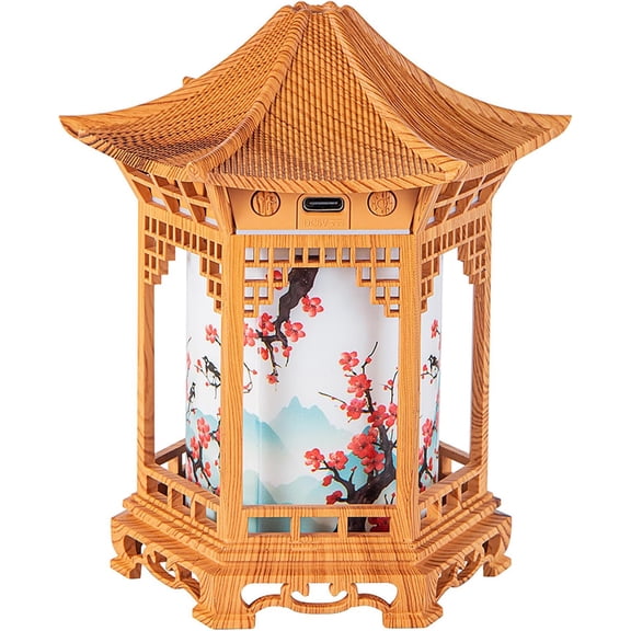 Chinese Lantern Diffuser Night Light 160ml Dual Mist Warm Cool LED Dark Wood for HomeLight Wood Grain