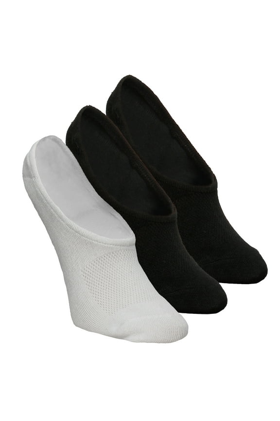 Chinese Laundry 9-11 3 Pack Shoe Liner Socks (Shoe Size 4-10, Black/White)