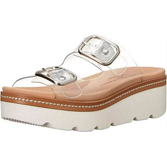 Chinese Laundry Surfs Up Clear Slip On Open Toe Platform & Wedge Sandals (Clear, 10)