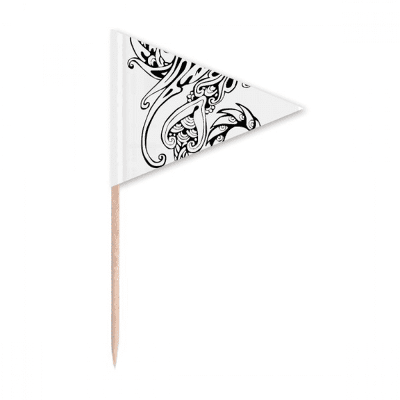 Chinese Line Painting China Dragon Toothpick Triangle Cupcake Toppers Flag