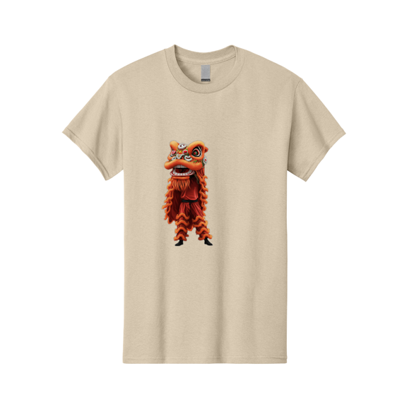 Chinese-Lion-Dance-Costume Mens Graphic Tee, 100% Cotton, Casual Summer Wear BAA294