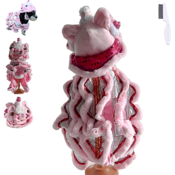 Chinese Lion Dance Dog Costume, Spring Festival Dogs Costume Clothes Hoodies Coat for Small Dogs