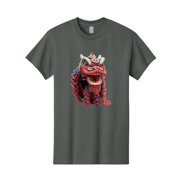 Chinese-Lion-Dance-Head Mens Graphic Tee, 100% Cotton, Casual Summer Wear BAA295