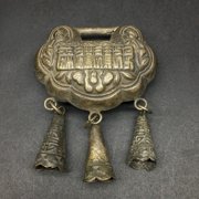 Chinese Longevity Lock Pendant Antique Style Copper Talisman Collectible Ornament Traditional Piece for Home or Gift