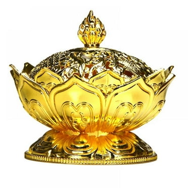 Arabian Gold Incense Burner - 13cm Metal Bakhoor Censer With Tapered Candlestick Holders For Home & Office Decor
