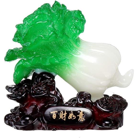 Chinese Lucky Jade Cabbage Statue Home Decoration Feng Shui Living Room Bedroom Desk Sculptures Resin Craft