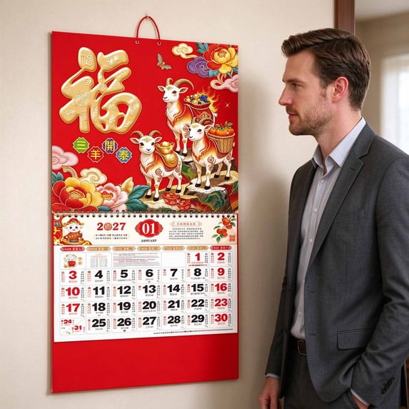 Chinese Lunar Wall Calendar Year of the Sheep, Traditional Spring ...